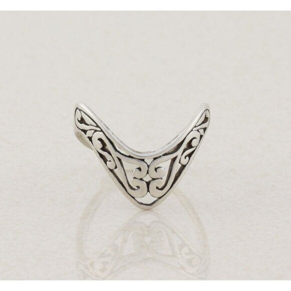 Sterling Silver Filigree Chevron V Ring Size 9 - Picture 1 of 7